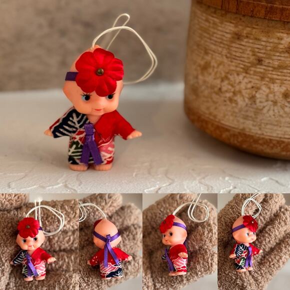 Retro Japanese Knickknack Set of 6: Kewpie, Wooden Kabuki Tag, Buddha and More - Picture 6 of 9